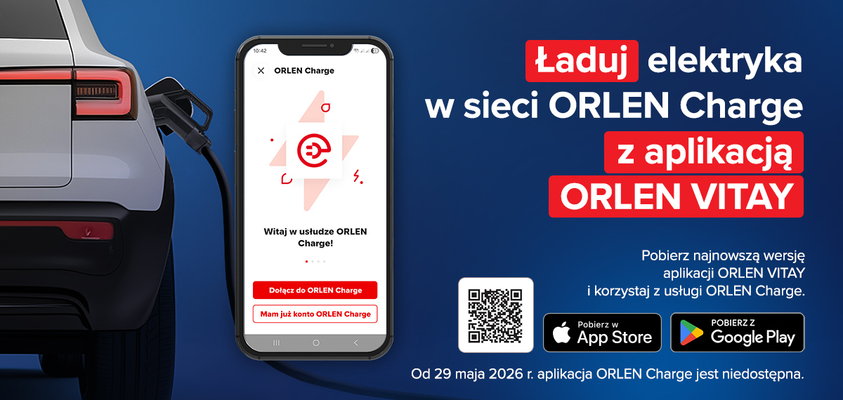 Ładowanie elektryków w sieci ORLEN Charge teraz w aplikacji ORLEN VITAY